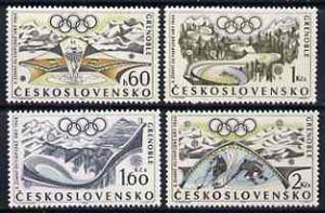 Czechoslovakia 1968 Grenoble Winter Olympics set of 4 unmounted mint, SG1714-17, stamps on olympics, stamps on ice hockey, stamps on skiing, stamps on bobsleigh, stamps on ice skating