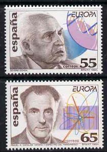 Spain 1994 Europa - Discoveries set of 2 (research into DNA & into atomic structures) unmounted mint, SG3278-79 , stamps on europa, stamps on science & technology, stamps on atomic