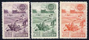 Taiwan 1961 Agricultural Census set of 3 unmounted mint, SG 395-97, stamps on food, stamps on rice, stamps on agriculture, stamps on plough