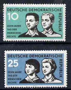 Germany - East 1958 Declaration of Human Rights 10th Anniversary set of 2 unmounted mint, SG E403-04, stamps on human rights