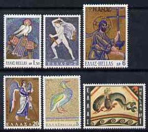 Greece 1970 Greek Mosaics set of 6 unmounted mint, SG 1125-30, stamps on arts, stamps on mosaics, stamps on dolphins, stamps on birds, stamps on religion
