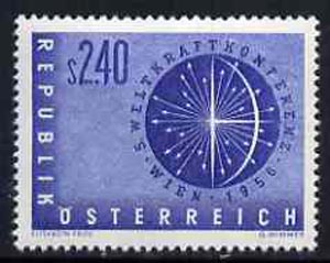 Austria 1956 World Power Conference 2s 40 blue unmounted mint, SG1283, stamps on energy