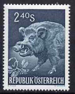 Austria 1959 Wild Boar 2s 40 green unmounted mint, from Int Hunting Congress set,  SG1340, stamps on animals, stamps on boar
