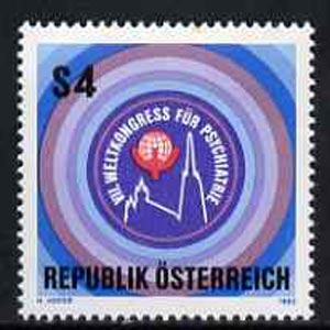 Austria 1983 World Psychiatry Congress unmounted mint, SG1969, stamps on medical, stamps on psychiatry