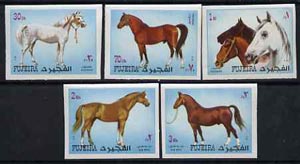 Fujeira 1970 Horses set of 5 imperf unmounted mint, Mi1538B-1542B, stamps on horses