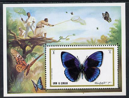 Umm Al Qiwain 1972 Butterflies (Callithea sapphira) imperf m/sheet unmounted mint, Mi BL 50, stamps on butterflies