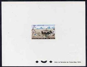 Mali 1961 Land Tillage with Oxen 3f epreuve de luxe sheet in issued colours, as SG33, stamps on oxen, stamps on bovine, stamps on agriculture, stamps on farming