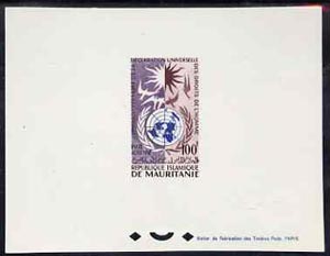 Mauritania 1963 Human Rights 100f epreuve de luxe sheet in issued colours, as SG183, stamps on human rights, stamps on justice