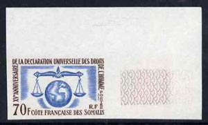 French Somali Coast 1963 Human Rights 70f marginal imperf single unmounted mint, as SG474, stamps on human rights, stamps on justice