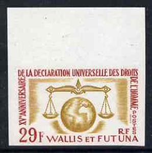 Wallis & Futuna 1963 Human Rights 29f marginal imperf single unmounted mint, as SG183, stamps on human rights, stamps on justice