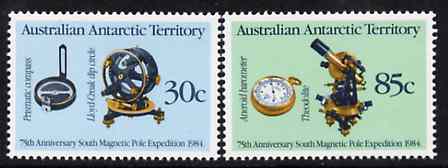 Australian Antarctic Territory 1984 Anniversary of Magnetic Pole Expedition set of 2 unmounted mint SG 61-62, stamps on , stamps on  stamps on ships