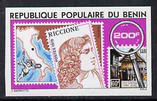 Benin 1978 Riccione Stamp Exhibition imperf from limited printing unmounted mint as SG712, stamps on stamp exhibitions, stamps on stamp on stamp, stamps on stamponstamp