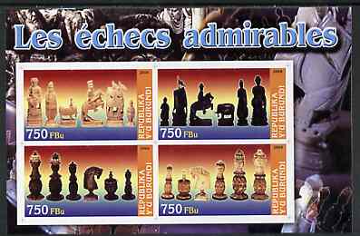 Burundi 2004 Chess Pieces #01 imperf sheetlet containing 4 values unmounted mint, stamps on chess