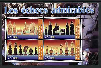Burundi 2004 Chess Pieces #01 perf sheetlet containing 4 values unmounted mint, stamps on chess