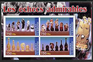 Burundi 2004 Chess Pieces #02 imperf sheetlet containing 4 values unmounted mint, stamps on chess