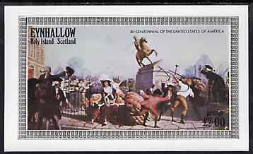 Eynhallow 1976 USA Bicentenary (Pulling Down Statue) imperf deluxe sheet (Â£2 value) unmounted mint, stamps on americana, stamps on statues