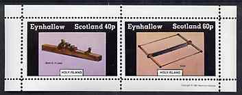 Eynhallow 1981 Early Woodworking Tools perf sheetlet containing set of 2 values unmounted mint, stamps on tools, stamps on crafts