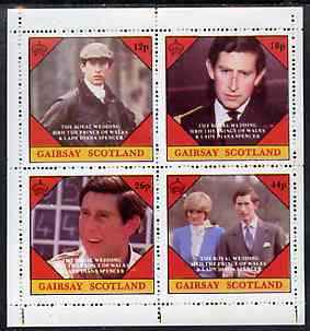 Gairsay 1981 Royal Wedding perf sheetlet containing set of 4 values unmounted mint, stamps on royalty, stamps on charles, stamps on diana