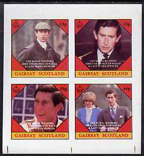 Gairsay 1981 Royal Wedding imperf sheetlet containing set of 4 values unmounted mint, stamps on royalty, stamps on charles, stamps on diana