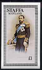 Staffa 1977 Sailor's' Uniforms imperf souvenir sheet Â£1 value (Prince Alfred as Duke of Edinburgh) unmounted mint, stamps on ships, stamps on militaria, stamps on military uniforms, stamps on royalty
