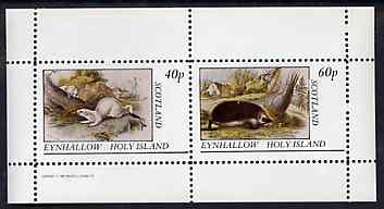 Eynhallow 1982 Animals #08 (Stoat & Hedgehog) perf set of 2 values unmounted mint, stamps on animals, stamps on stoats, stamps on hedgehogs