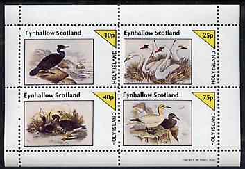 Eynhallow 1981 Birds #43 (Cormorant, Swan etc) perf sheetlet containing set of 4 values unmounted mint, stamps on , stamps on  stamps on birds
