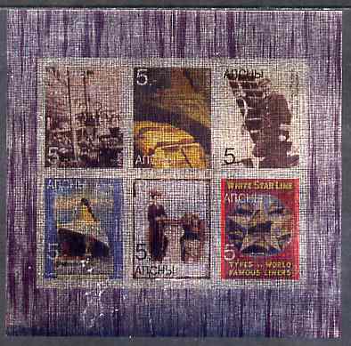 Abkhazia 1998 White Star Line - Titanic imperf sheetlet containing set of 6 values printed on metallic foil unmounted mint, stamps on ships, stamps on titanic, stamps on shipwrecks
