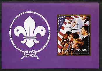 Touva 2000 Scouts (with Astronaut by Norman Rockwell) rouletted m/sheet unmounted mint, stamps on scouts, stamps on space, stamps on arts, stamps on rockwell