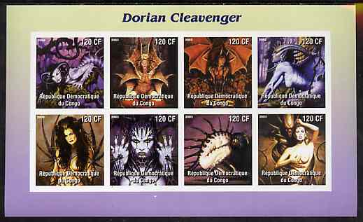 Congo 2003 Paintings of Fantasies by Dorian Cleavenger imperf sheetlet containing 8 values unmounted mint, stamps on arts, stamps on fantasy, stamps on nudes