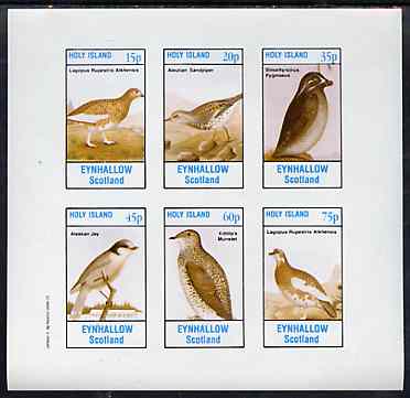 Eynhallow 1982 Birds #46 (Jay, Sandpiper, Auklet, etc) imperf set of 6 values unmounted mint, stamps on birds