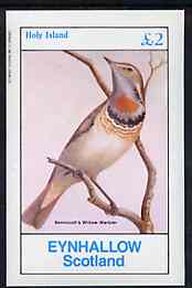 Eynhallow 1982 Birds #46 (Willow Warbler) imperf deluxe sheet (Â£2 value) unmounted mint, stamps on birds