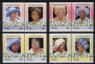 Tuvalu - Nukufetau 1985 Life & Times of HM Queen Mother (Leaders of the World) set of 8 values unmounted mint, stamps on royalty, stamps on queen mother