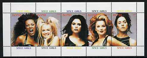 Komi Republic 1999 Spice Girls perf sheetlet containing complete set of 5 values unmounted mint, stamps on music, stamps on entertainments, stamps on pops, stamps on spice, stamps on women
