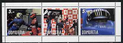 Udmurtia Republic 1999 Formula 1 perf sheetlet containing set of 3 values unmounted mint, stamps on racing cars, stamps on  f1 , stamps on cars, stamps on motorsport