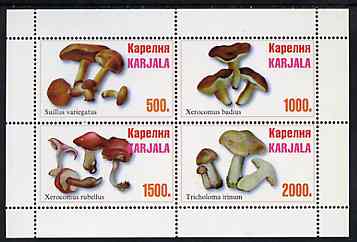 Karjala Republic 1999 Fungi #1 perf sheetlet containing set of 4 values unmounted mint, stamps on fungi
