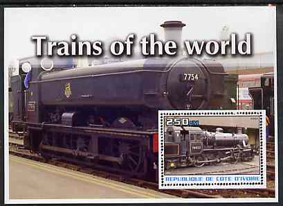 Ivory Coast 2003 Trains of the World #1 perf m/sheet unmounted mint, stamps on railways