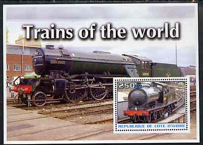 Ivory Coast 2003 Trains of the World #2 perf m/sheet unmounted mint, stamps on railways