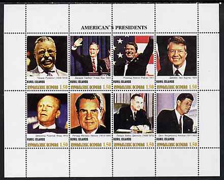 Kuril Islands 1999 ? America's Presidents #5 perf sheetlet containing 8 values unmounted mint, stamps on personalities, stamps on americana.presidents, stamps on usa presidents, stamps on kennedy