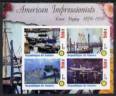 Guinea - Conakry 2003 American Impressionists - Lever Hayley imperf sheetlet containing set of 4 values each with Rotary Logo unmounted mint, stamps on , stamps on  stamps on arts, stamps on  stamps on rotary