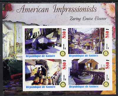Guinea - Conakry 2003 American Impressionists - Zaring Louise Eleanor imperf sheetlet containing set of 4 values each with Rotary Logo unmounted mint, stamps on arts, stamps on rotary