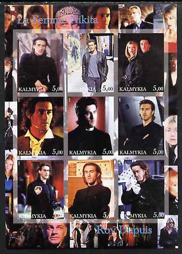Kalmikia Republic 2002 La Femme Nikita - Roy Dupuis imperf sheetlet containing 9 values unmounted mint, stamps on entertainments, stamps on  tv , stamps on 