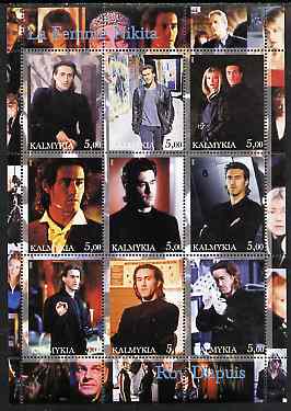 Kalmikia Republic 2002 La Femme Nikita - Roy Dupuis perf sheetlet containing 9 values unmounted mint, stamps on entertainments, stamps on  tv , stamps on 