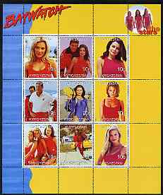 Turkmenistan 1999 Stars of Baywatch #2 perf sheetlet containing set of 9 values unmounted mint, stamps on entertainments, stamps on  tv , stamps on 
