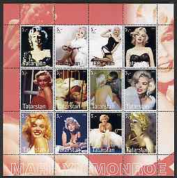 Tatarstan Republic 2003 Marilyn Monroe perf sheetlet containing 12 values unmounted mint, stamps on music, stamps on personalities, stamps on marilyn, stamps on entertainments, stamps on films, stamps on cinema, stamps on marilyn monroe