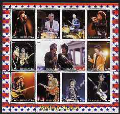 Buriatia Republic 2000 Rolling Stones perf sheetlet containing 12 values unmounted mint, stamps on personalities, stamps on entertainments, stamps on music, stamps on pops, stamps on rock
