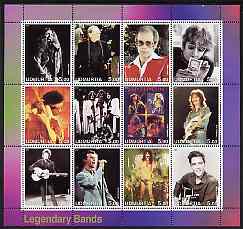 Udmurtia Republic 2001 Legendary Bands #1 perf sheetlet containing 12 values unmounted mint, stamps on personalities, stamps on entertainments, stamps on music, stamps on pops, stamps on rock, stamps on dylan, stamps on hendrix, stamps on clapton, stamps on elvis, stamps on bowie, stamps on lennon, stamps on elton.