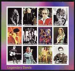 Udmurtia Republic 2001 Legendary Bands #1 imperf sheetlet containing 12 values unmounted mint, stamps on personalities, stamps on entertainments, stamps on music, stamps on pops, stamps on rock