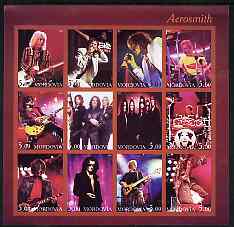 Mordovia Republic 2001 Aerosmith imperf sheetlet containing 12 values unmounted mint, stamps on personalities, stamps on entertainments, stamps on music, stamps on pops, stamps on rock