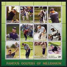 Kalmikia Republic 2001 Famous Golfers of the Millennium perf sheetlet containing 12 values unmounted mint, stamps on millennium, stamps on sport, stamps on golf