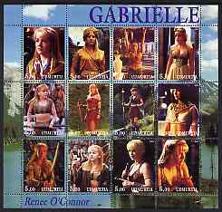 Udmurtia Republic 2001 Gabrielle (Renee OConnor) perf sheetlet containing 12 values unmounted mint, stamps on personalities, stamps on entertainments, stamps on films, stamps on cinema, stamps on women, stamps on sci-fi